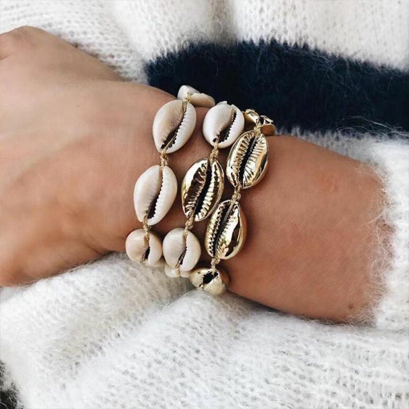 Women's Conch Shaped Multi-Layered Choker & Bracelet
